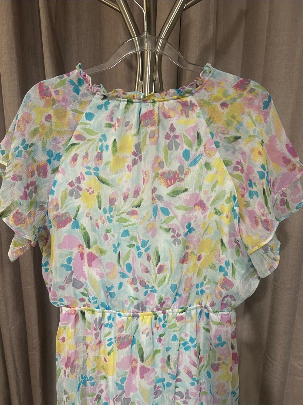 LC Lauren Conrad Pastel Floral Tie-Neck Ruffle Dress - Multicolor - Picture 6 of 6